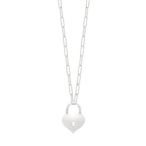 Silver Padlock Heart Necklace