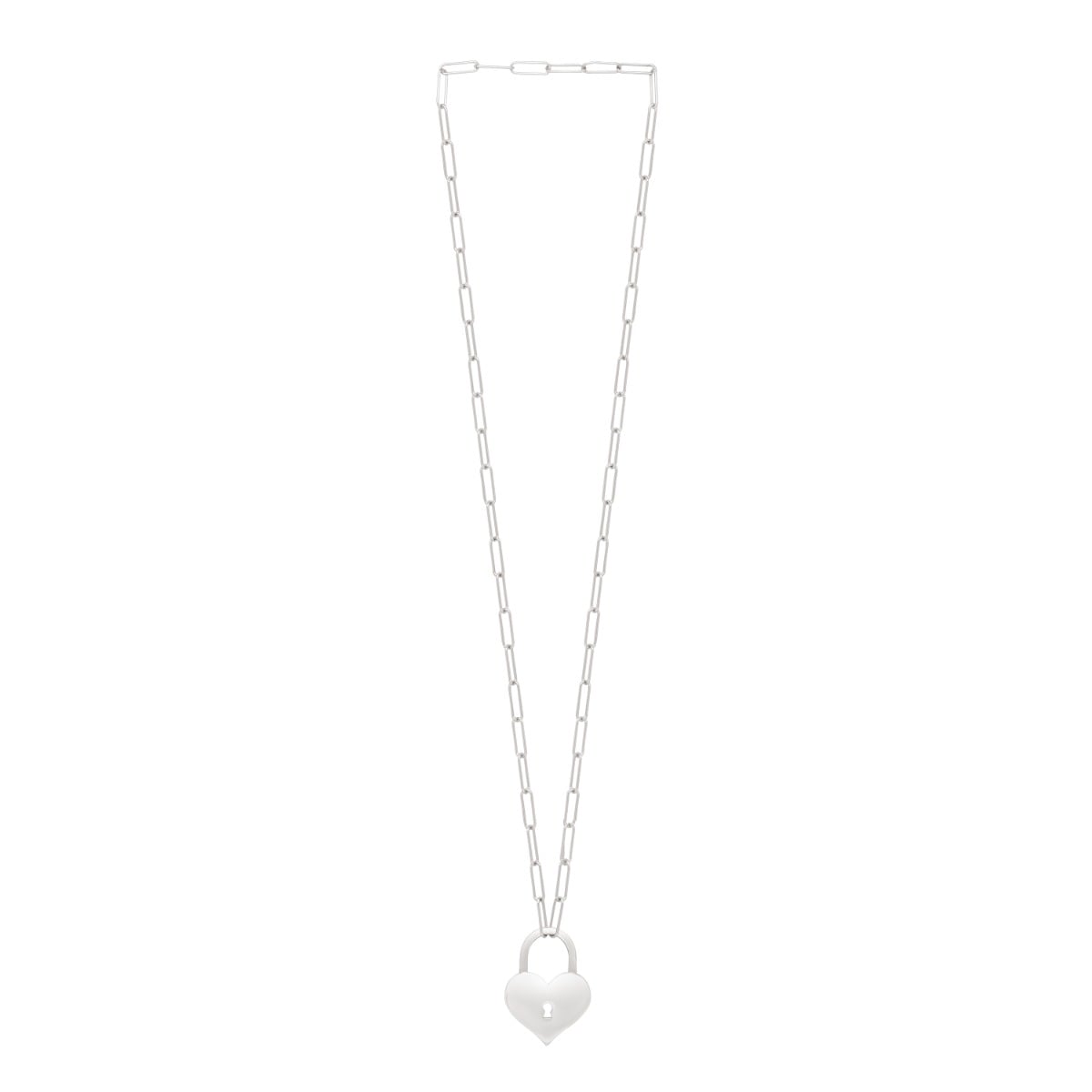 Silver Padlock Heart Necklace