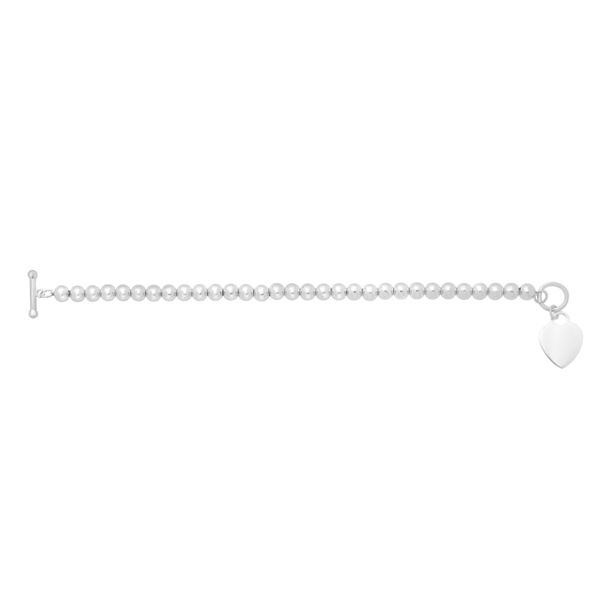 Silver Bead Toggle Heart Bracelet