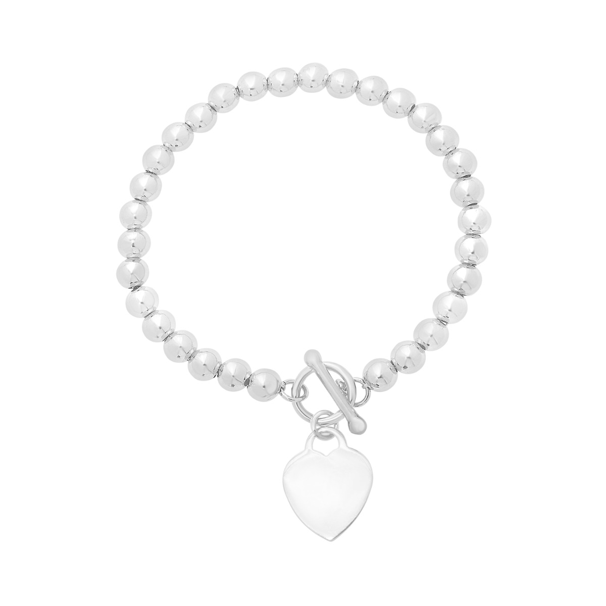 Silver Bead Toggle Heart Bracelet