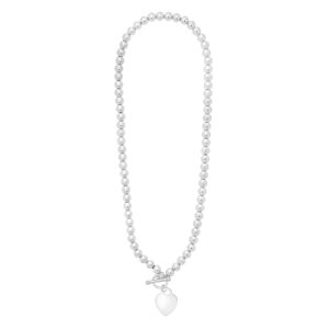 Silver Bead Toggle Heart Necklace
