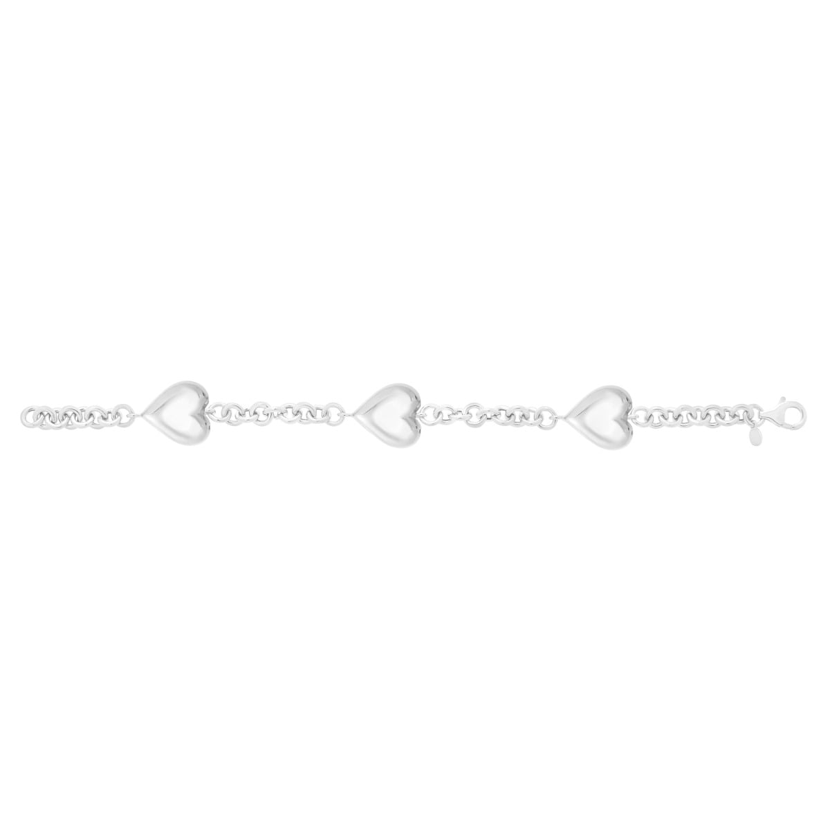 Silver Puffed Triple Heart Bracelet