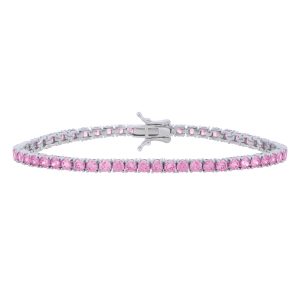 Silver Pink CZ Tennis Bracelet