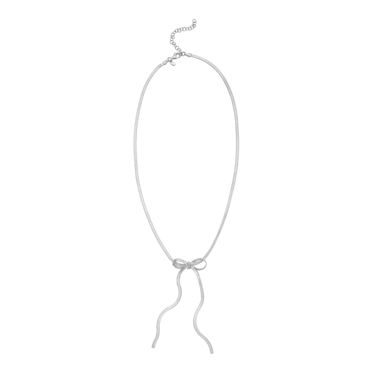 Silver Snake Chain Bow Necklace