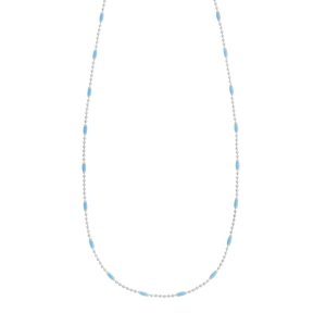 Silver Enamel Beaded Chain Necklace