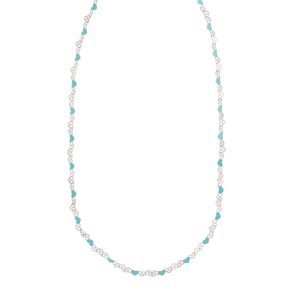 Silver Enamel Hearts Chain Necklace