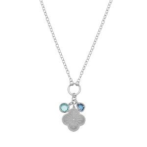 Silver Flower CZ Charm Necklace