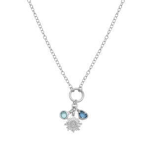 Silver Sunflower CZ Charm Necklace