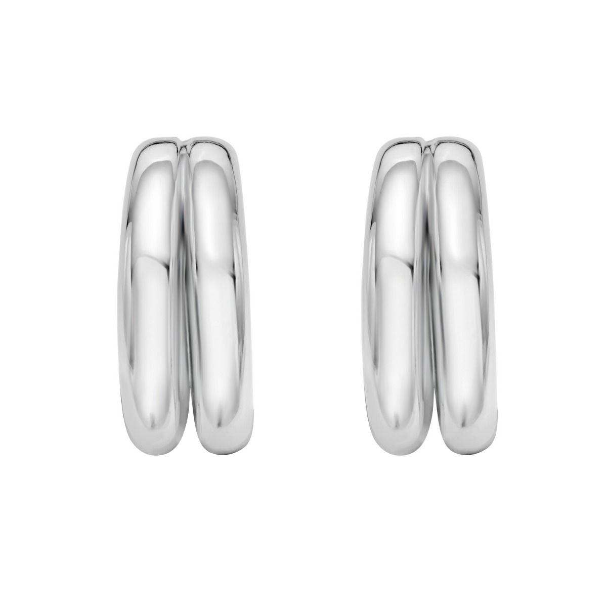 Silver Puffed Double Row Hoops