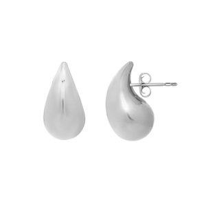 Silver Puffed Teardrop Earring