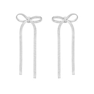 Silver Snake Chain Bow Earrings