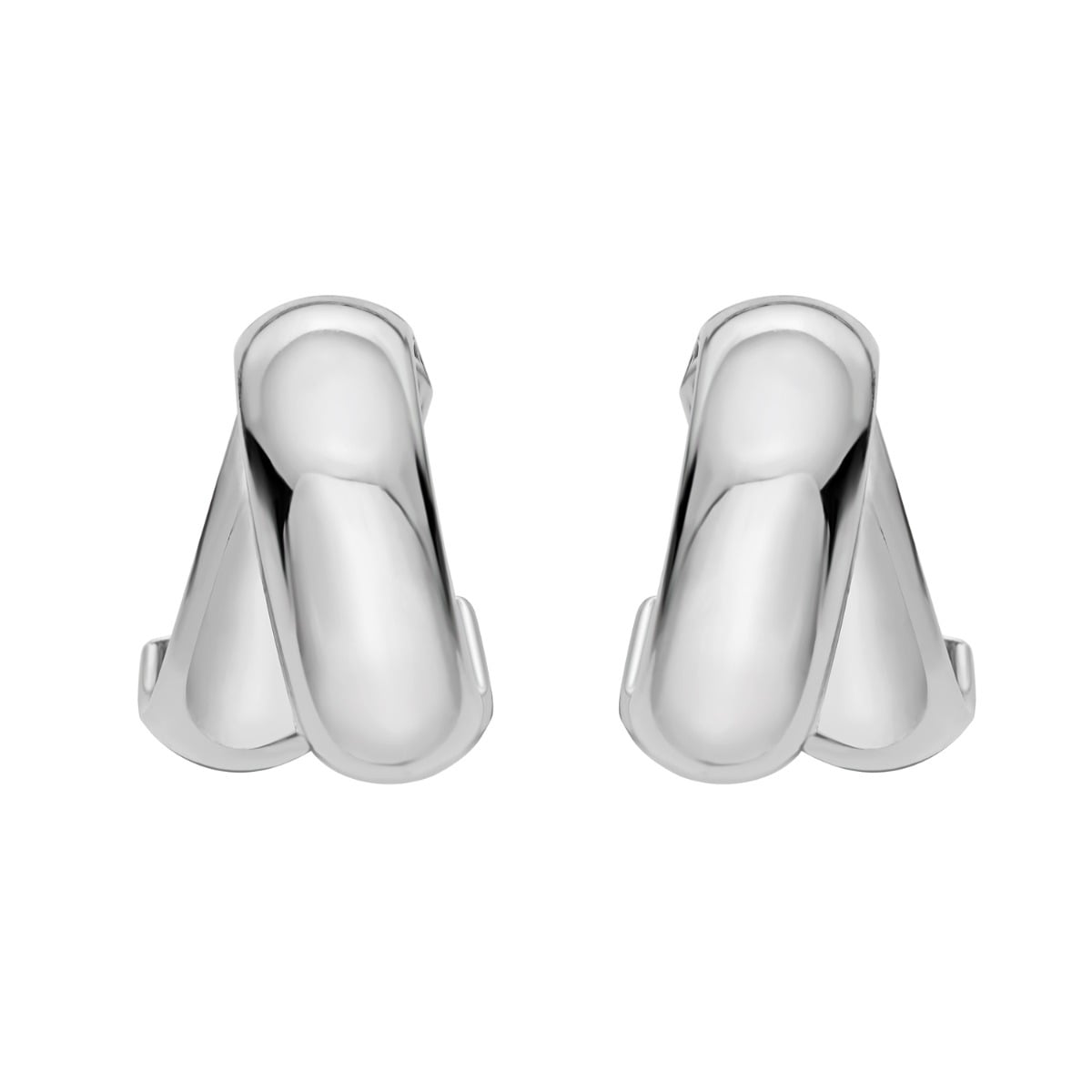 Silver Puffed Crossover C-Hoops