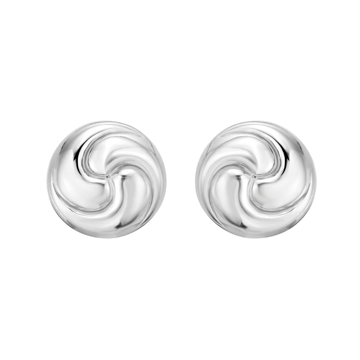 Silver Puffed Swirl Knot Earrings
