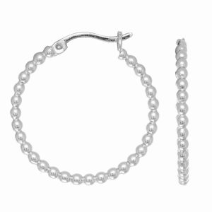 Silver Small Bead Hoop Earring