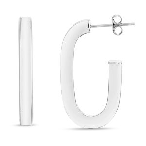 Silver 40mm Thick Oval Link C Hoops