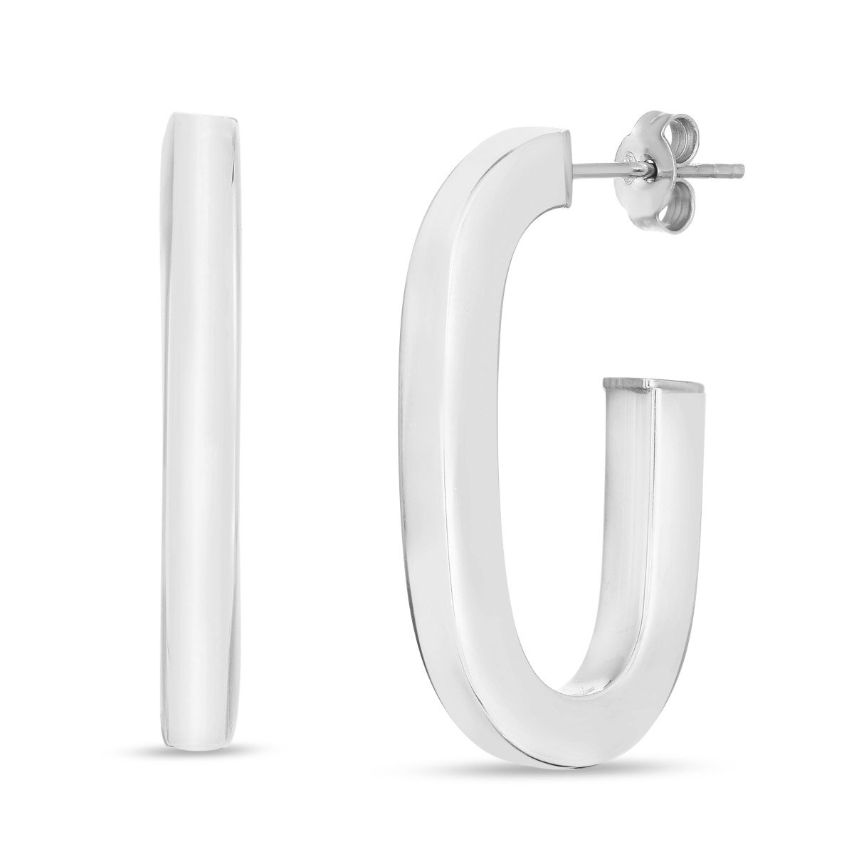 Silver 40mm Thick Oval Link C Hoops