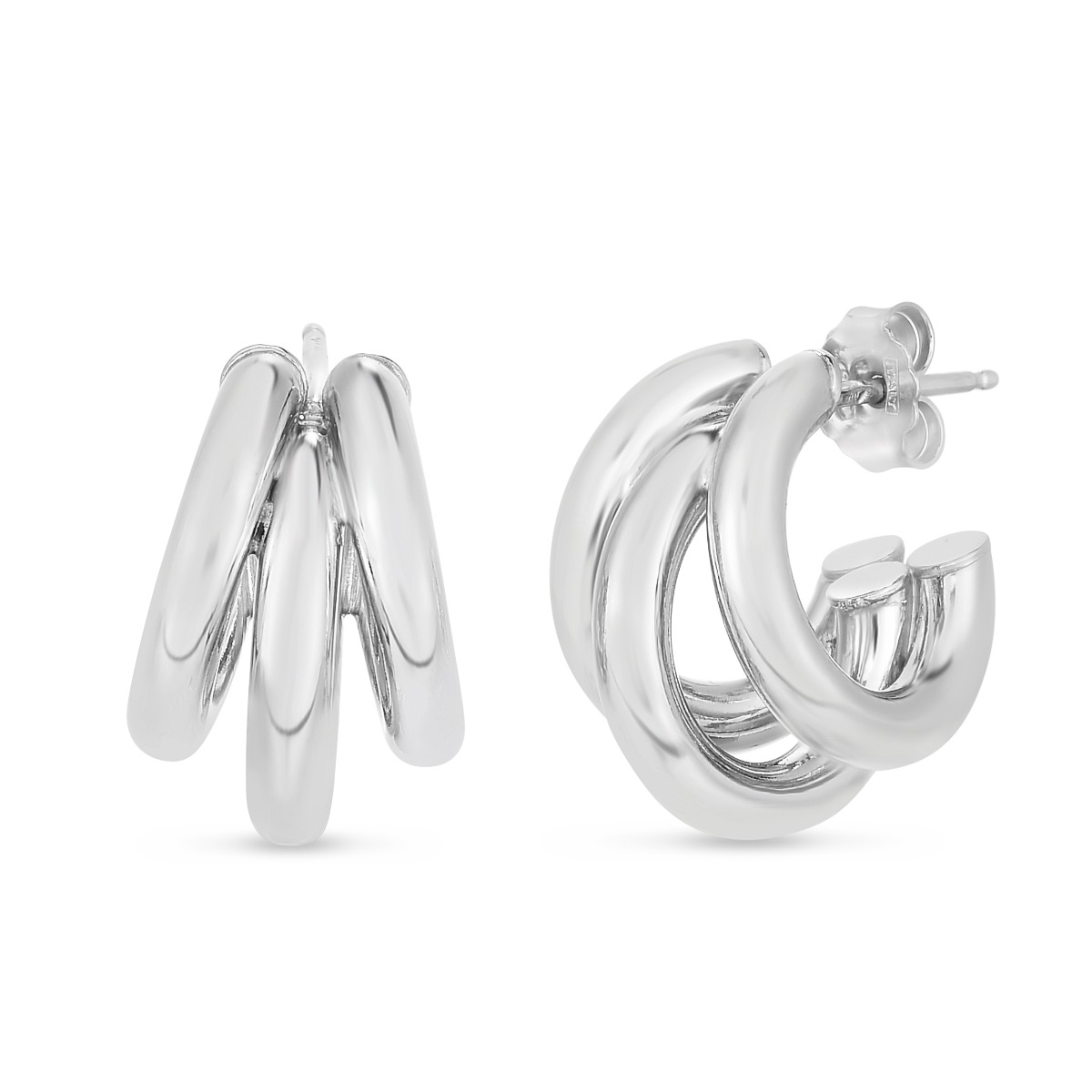 Silver 16mm Triple Barrelled Hoops