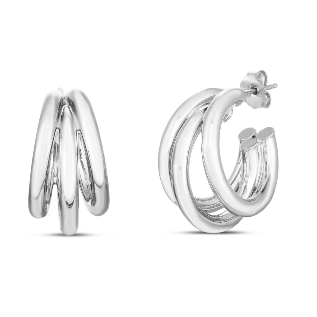 Silver 21mm Triple Barrelled Hoops
