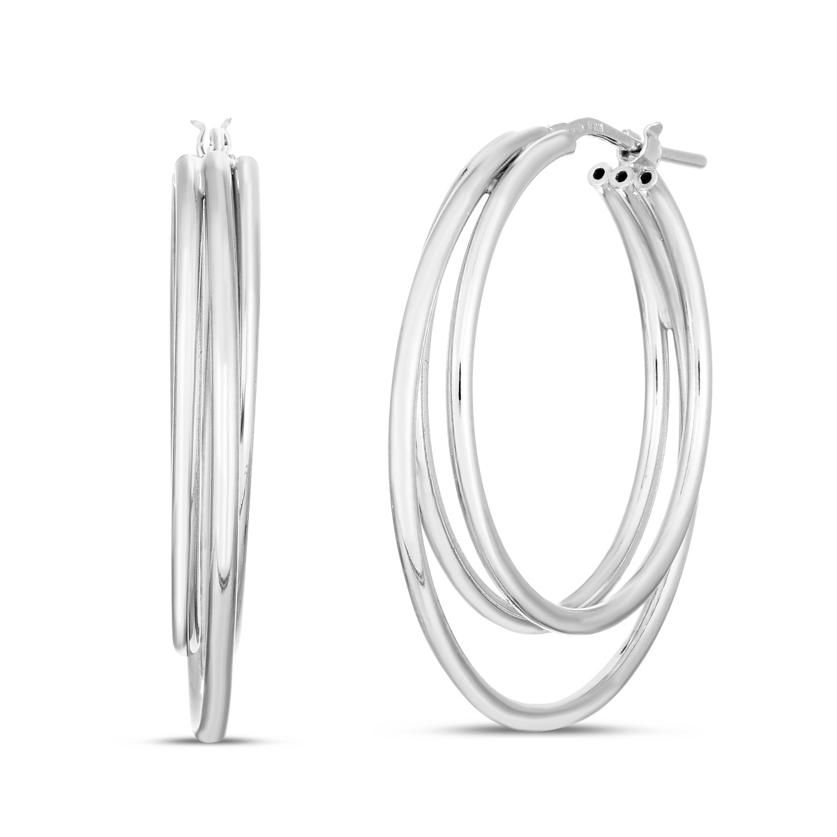 Silver Triple Row Hoops