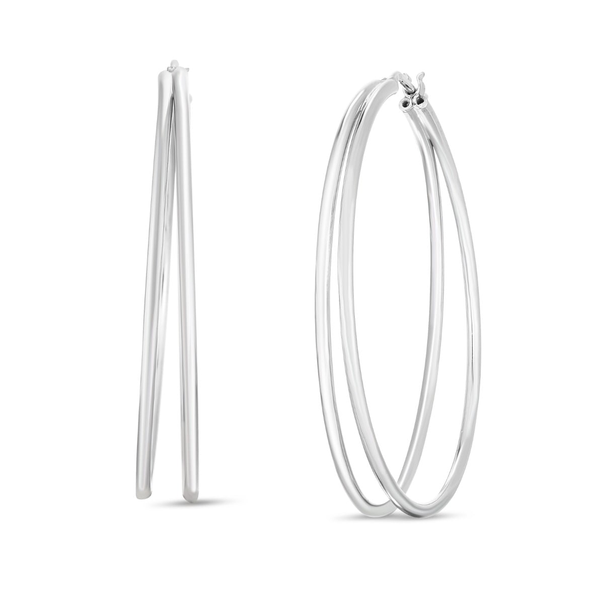 Silver 40mm Split Skinny Hoops