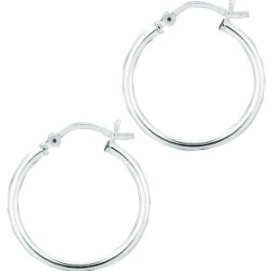 Silver 2x20mm Hoop Earring