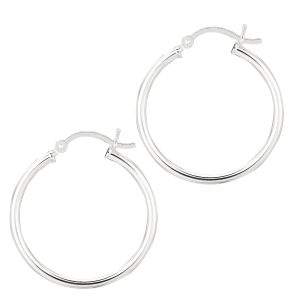 Silver 2x25mm Hoop Earring