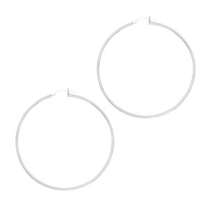Silver 2x60mm Hoop Earring