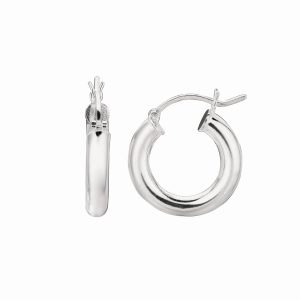 Silver 4x25mm Hoop Earring