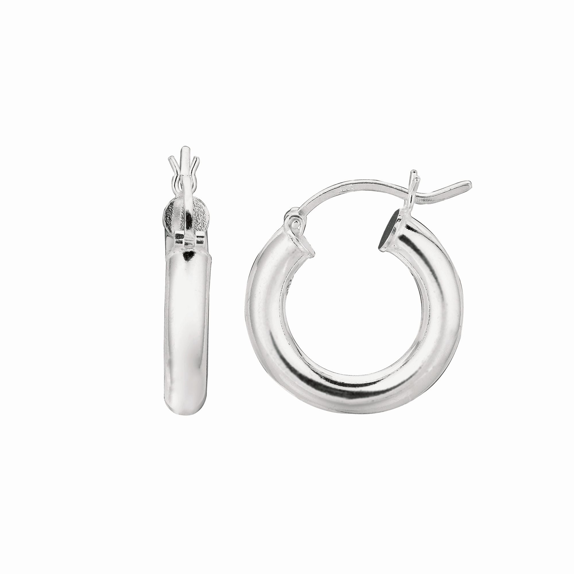 Silver 4x25mm Hoop Earring