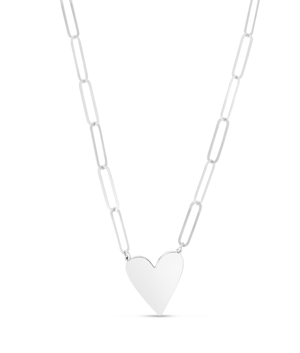 Silver Heart Link Necklace