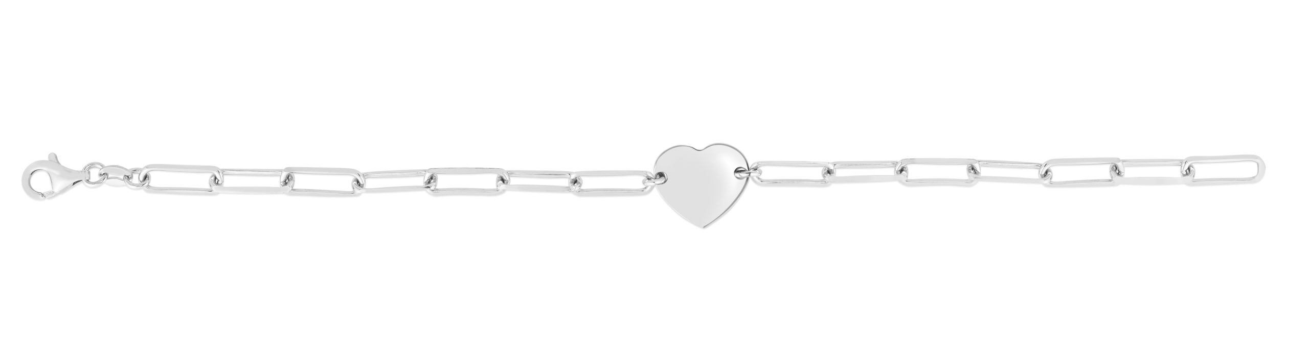 Silver Engravable Heart Paperclip Bracelet