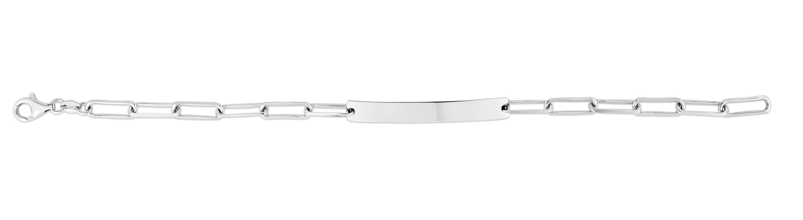Silver Engravable ID Bar Paperclip Bracelet