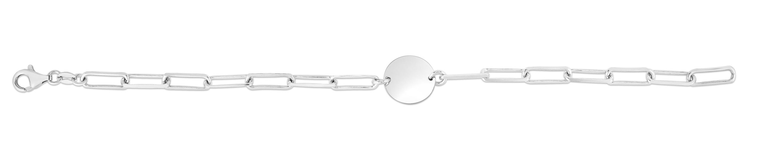 Silver Engravable Circle Paperclip Bracelet