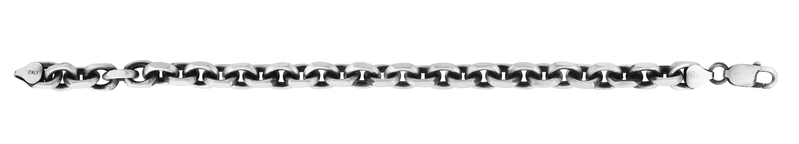 Silver 7.7mm Men's Gunmetal Anchor Chain Necklace