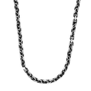 Silver 7.7mm Men's Gunmetal Anchor Chain Bracelet