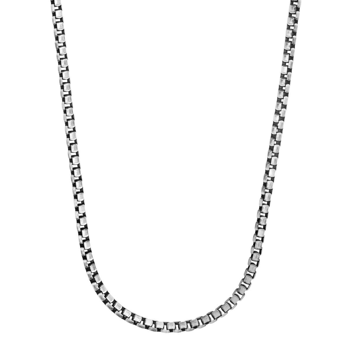 Silver 5mm Men's Gunmetal Round Box Necklace