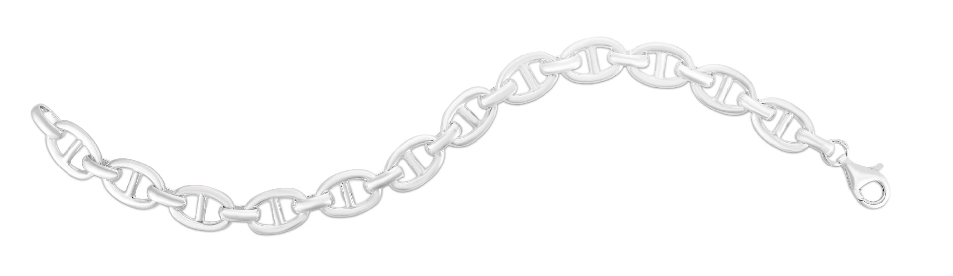Silver 9mm Puffed Mariner Bracelet