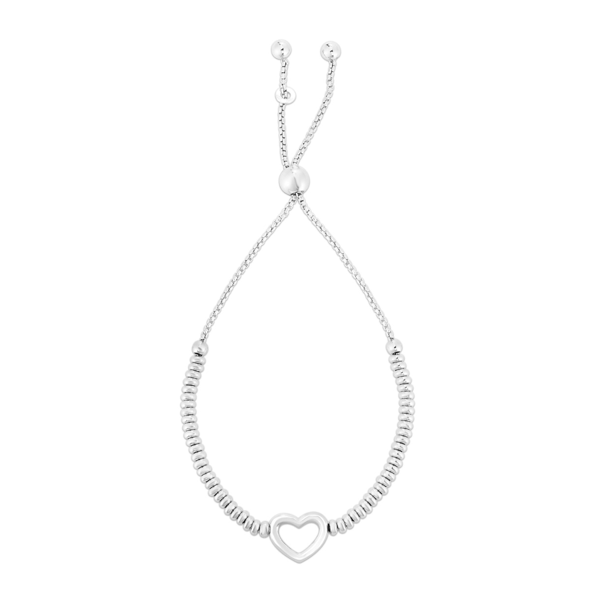 Silver Heart Bead Friendship Bracelet