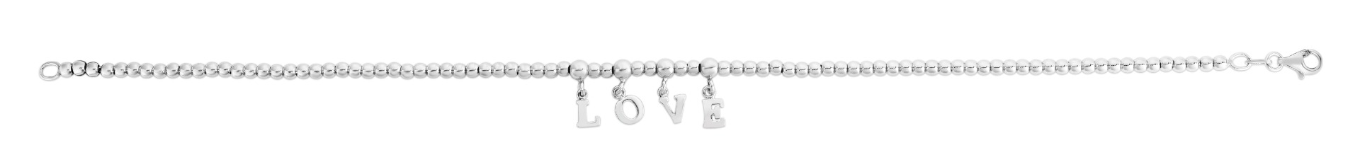 Silver Love Beaded Anklet