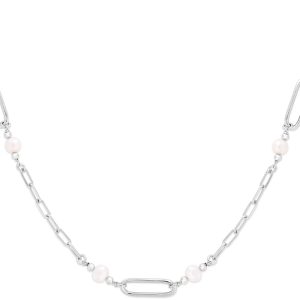 Silver Pearl Paperclip Necklace