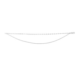 Silver Double Row Mirror Chain and Sparkle Chain Anklet