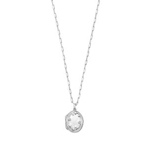 Silver Oval Vine Locket Necklace