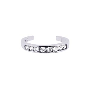 Silver Channel Set CZ Toe Ring