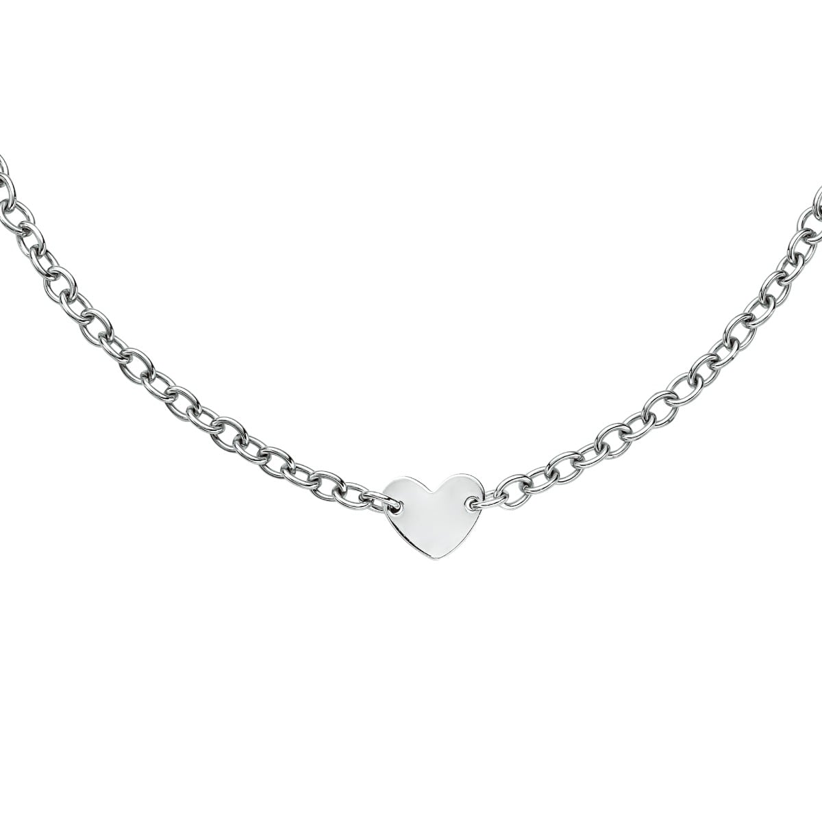 Silver Heart Tag Necklace