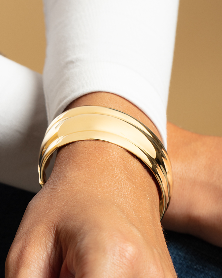 Gold Over Silver Bold Ribbed Cuff