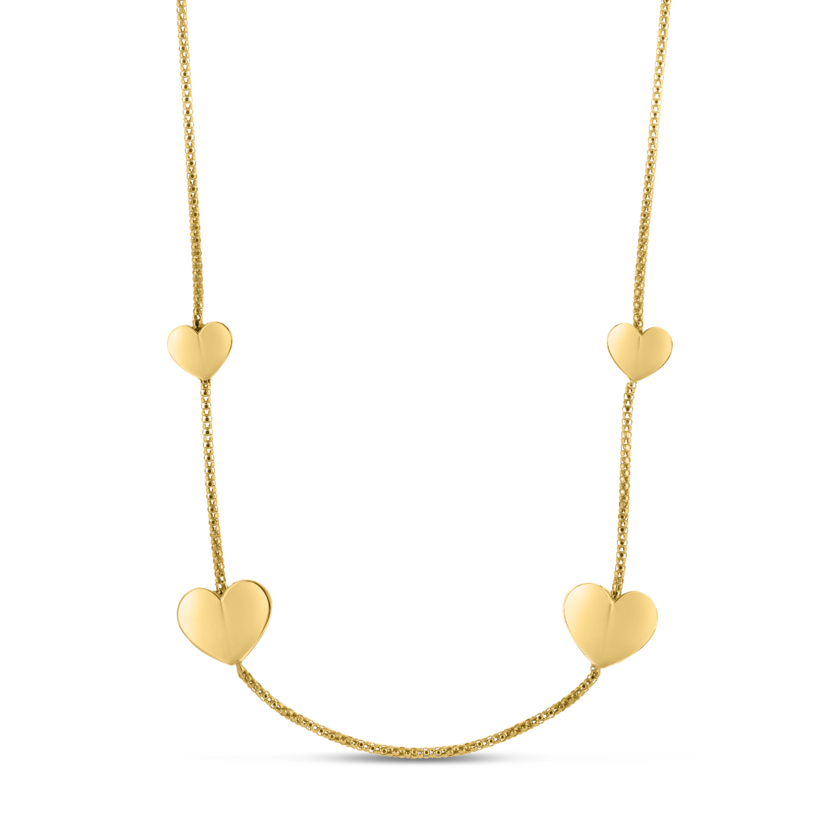 Silver Plated Hearts Station Chain