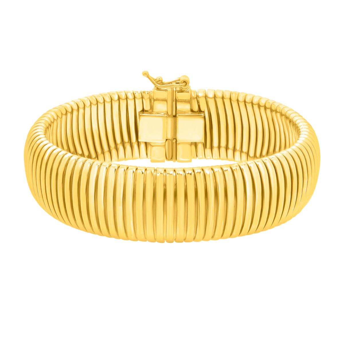 Gold Over Silver Tubogas 7.25" 16mm Bracelet