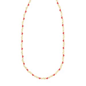 Gold Over Silver Enamel Hearts Chain Necklace