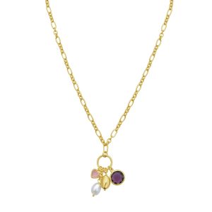 Gold Over Silver CZ Charm Necklace