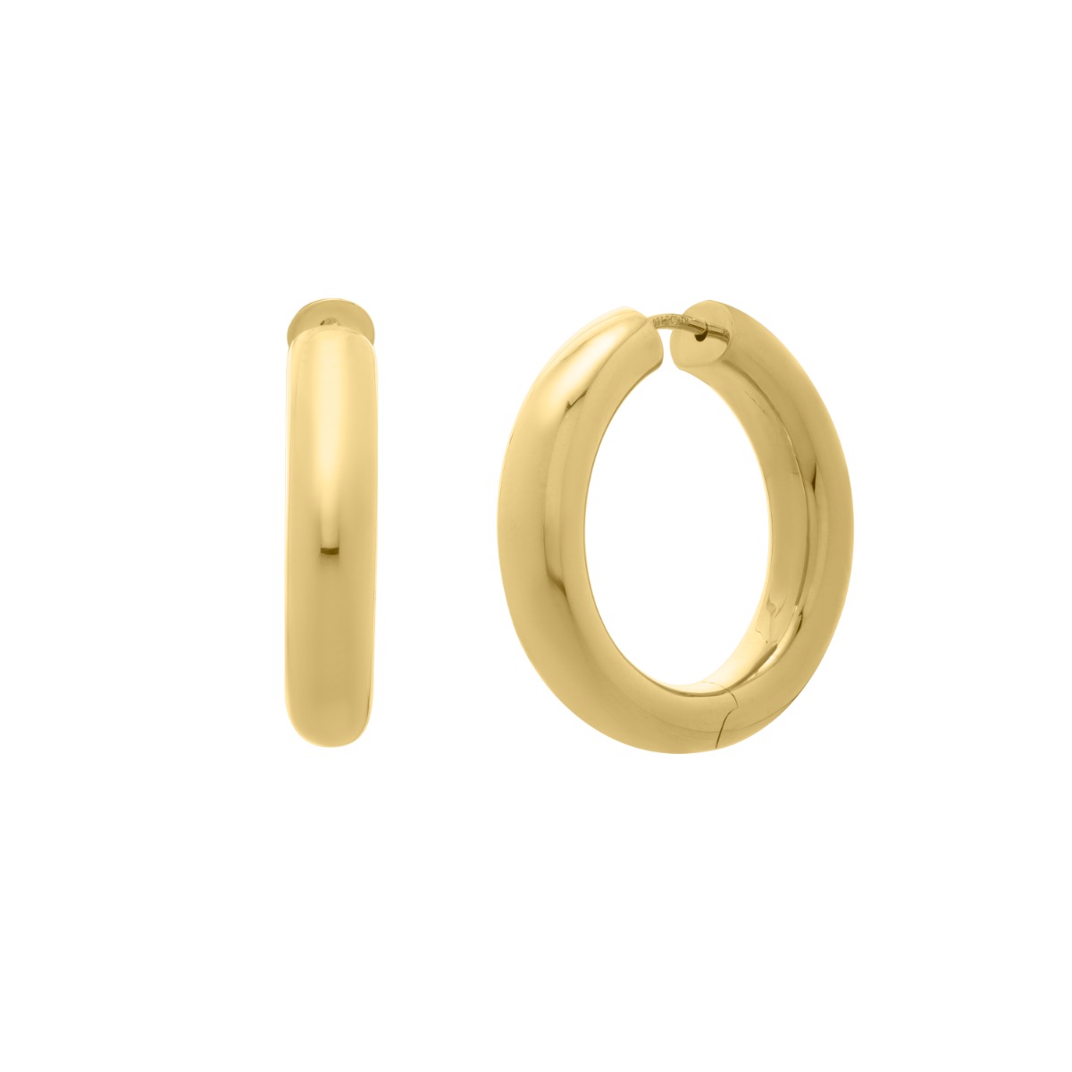 Gold Over Silver Round Snap Clasp Hoops